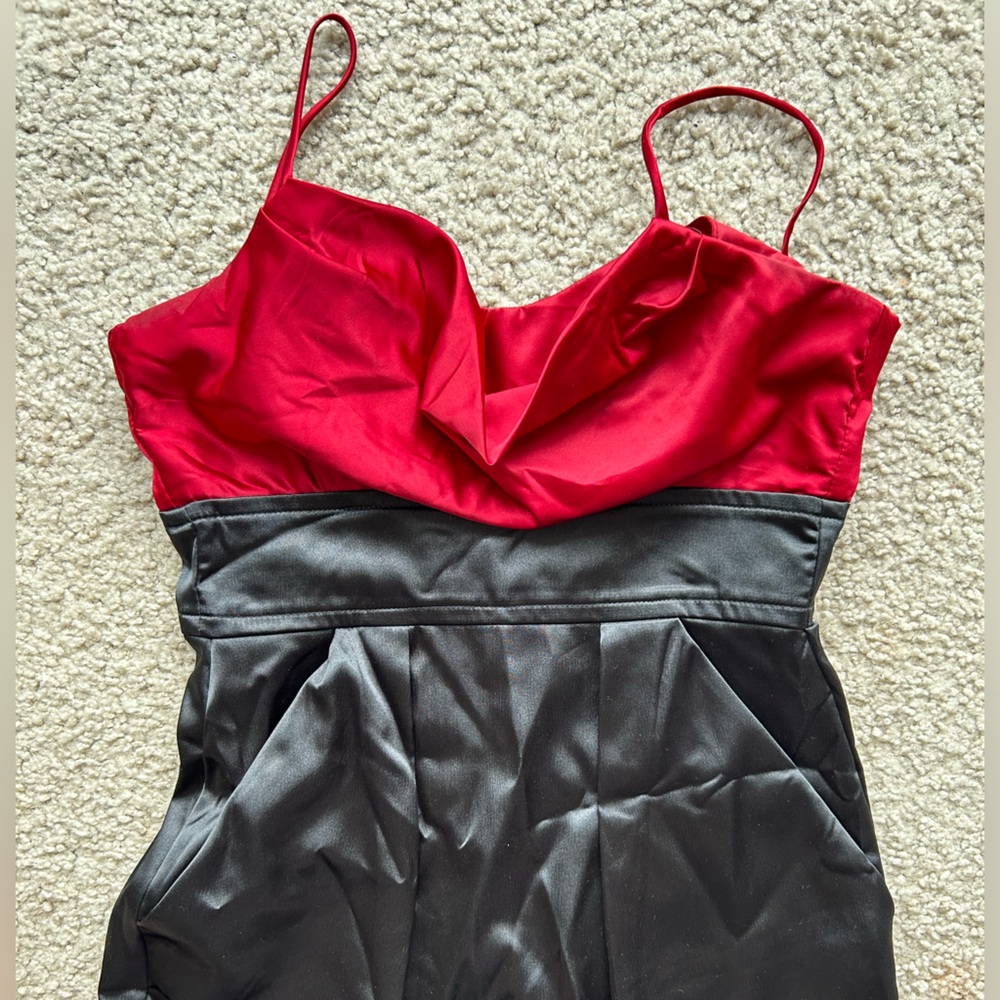 Teeze Me Red and Black Spaghetti Strap Dress
